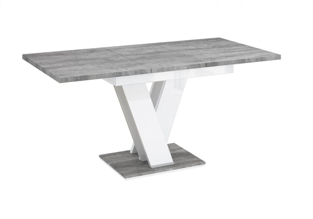 Veneti Rozkladací jedálenský stôl MAEL - kameň / biely lesklý